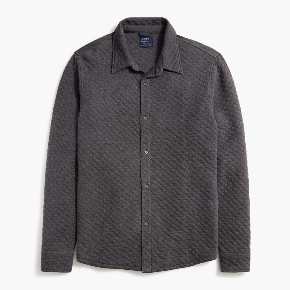 J Crew Mens Dark Gray Quilted Shirt Jacket XXL